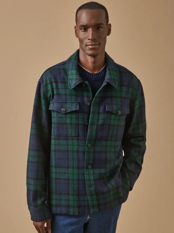 Herren-Tartan-Überhemd aus Wolle