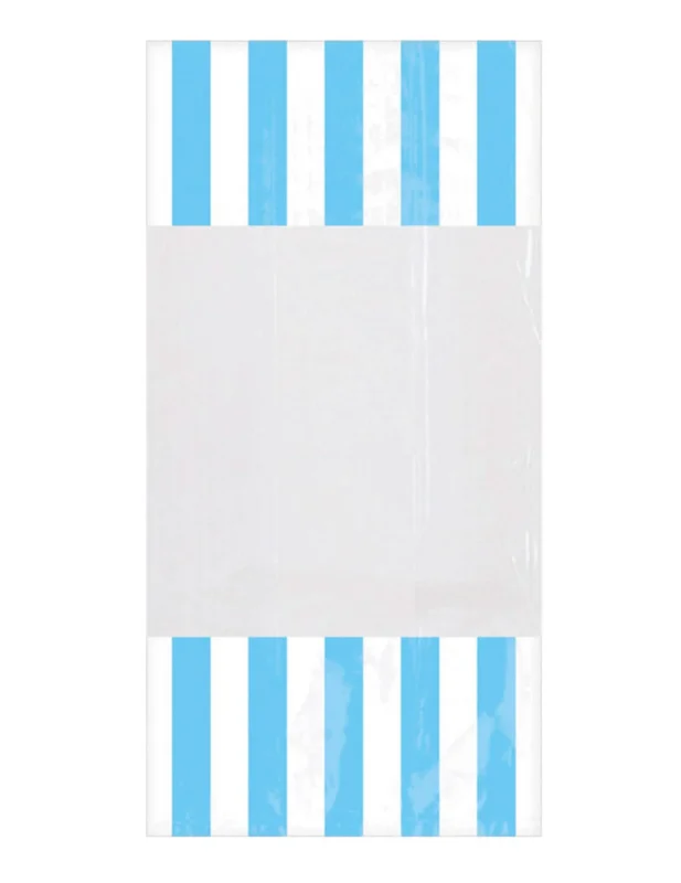 Sachets en plastique rayés pour fête bleu ciel avec fenêtre