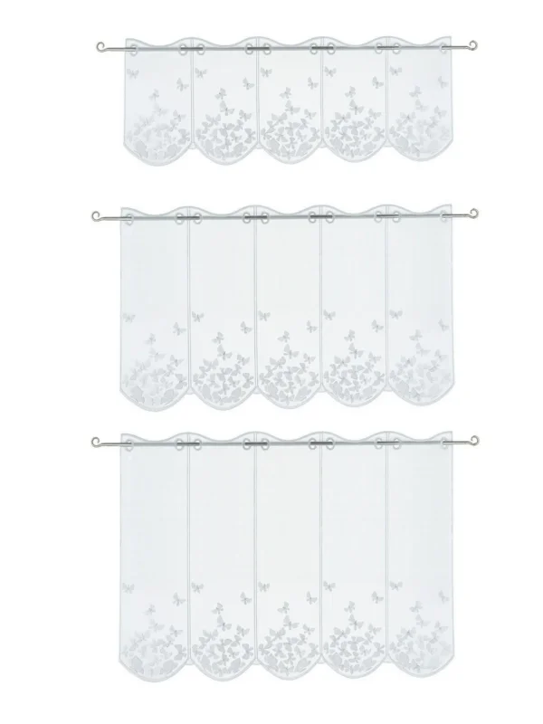 Scheibengardine Schmetterling Voile bestickt weiß versch. Höhen