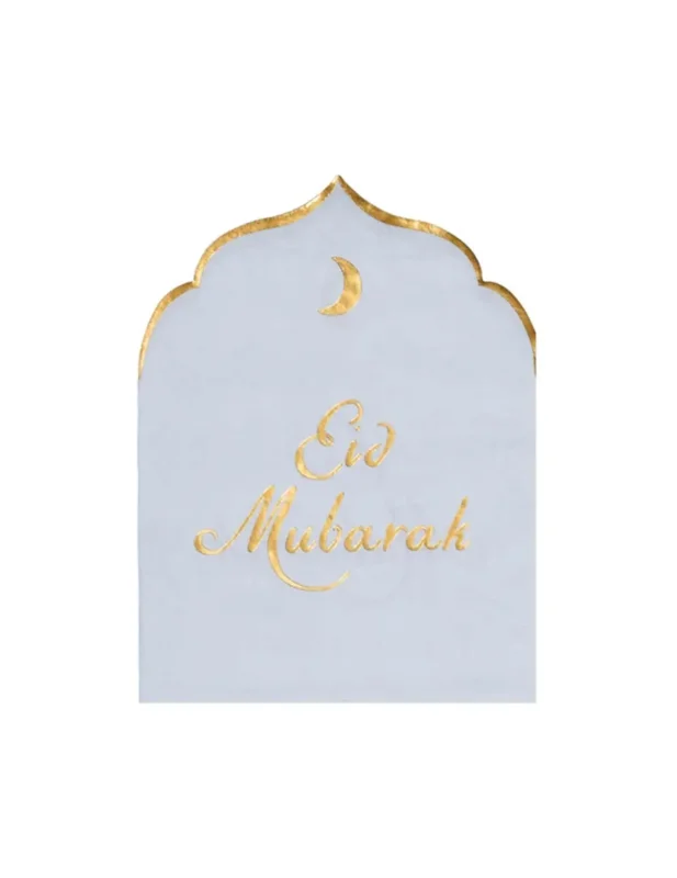 Serviettes Eid Mubarak pour fête blanc et doré