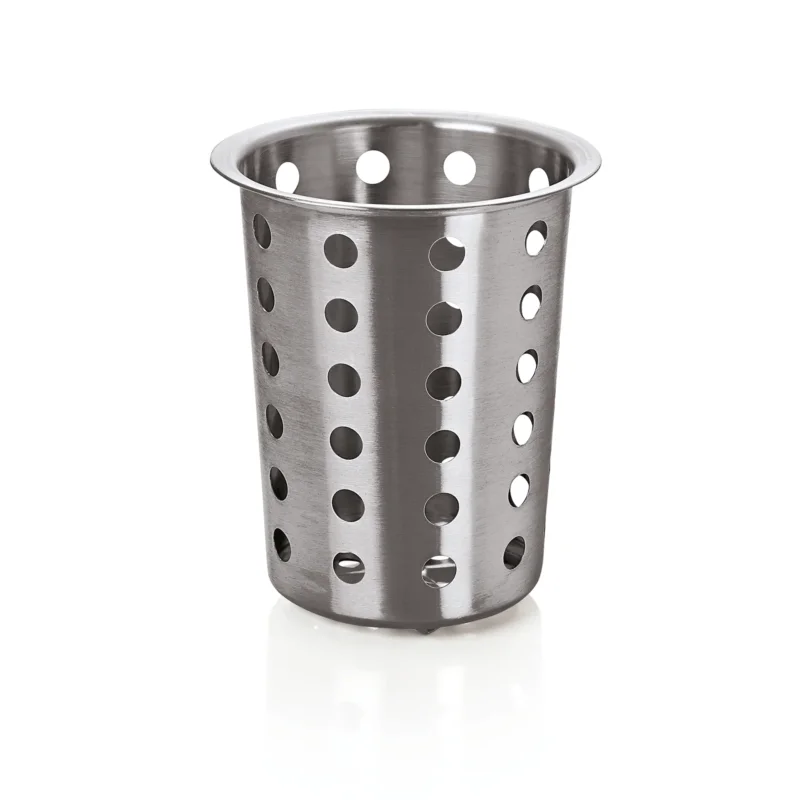 Besteckköcher, Ø 11,5 cm, Höhe 12 cm, perforiert, Edelstahl