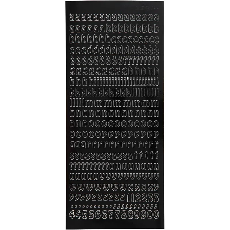 Stickers, small letters, lower case, sheet 10x23 cm, black, 1 sheet