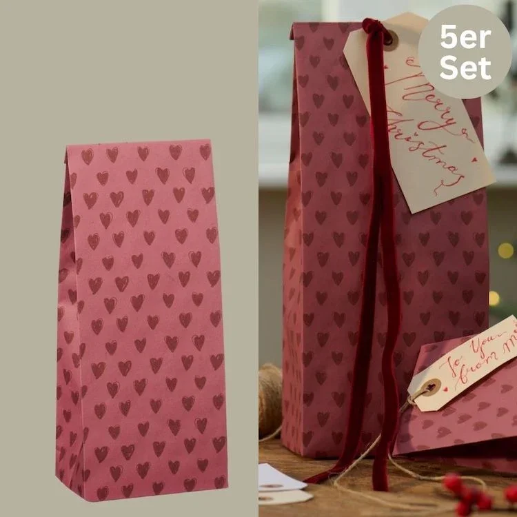 Ib Laursen Geschenktüten mit Herzchen 5er-Set Desert Rose