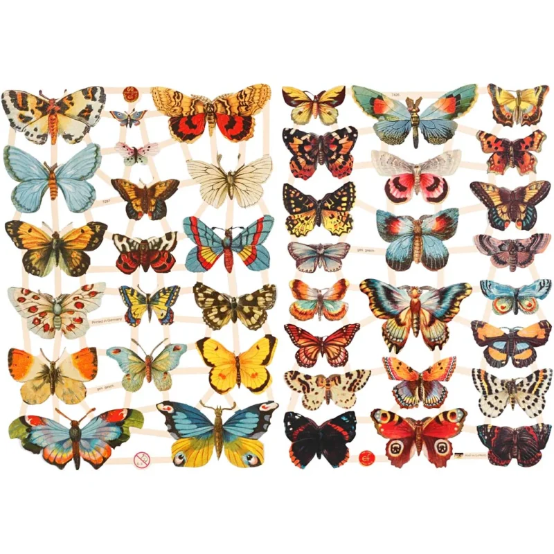 Vintage Die-Cuts, butterflies, sheet 16,5x23,5 cm, 2 sheet