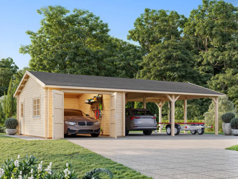 Palmako Roger 19,0+33,2 m2 mit Holztor - Garage