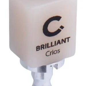 BRILLIANT Crios CEREC 14 ST Block in Cremefarbe mit schwarzem Aufdruck.