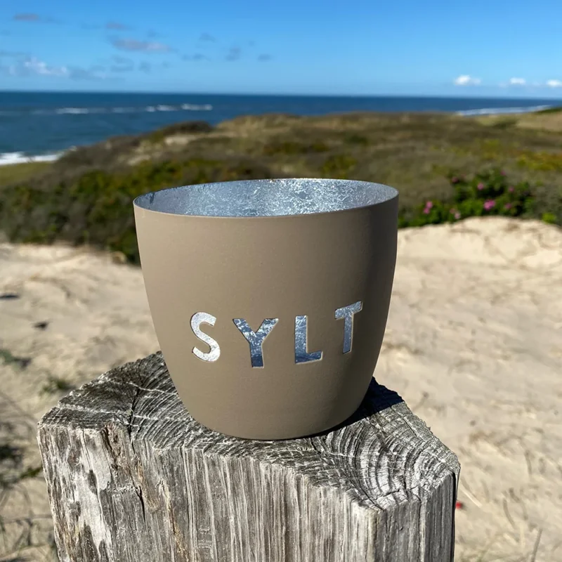 Windlicht im exklusiven Sylt Design Beige Mittel