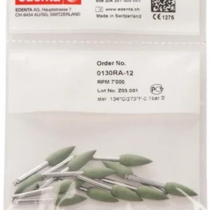Alphaflex Polierer grün Knospe RA in Verpackung von Edenta.