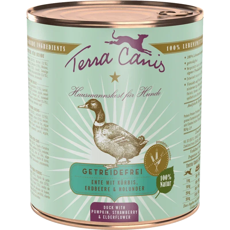 Menü Sensitive - getreidefrei - 800 g - Ente mit Kürbis, Erdbeeren & Holunder