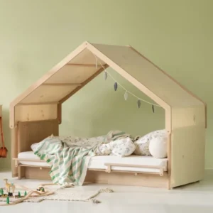 Oliver Furniture Betthimmel mit Stickerei für Hausdach 'Camp Novel' ungefärbt