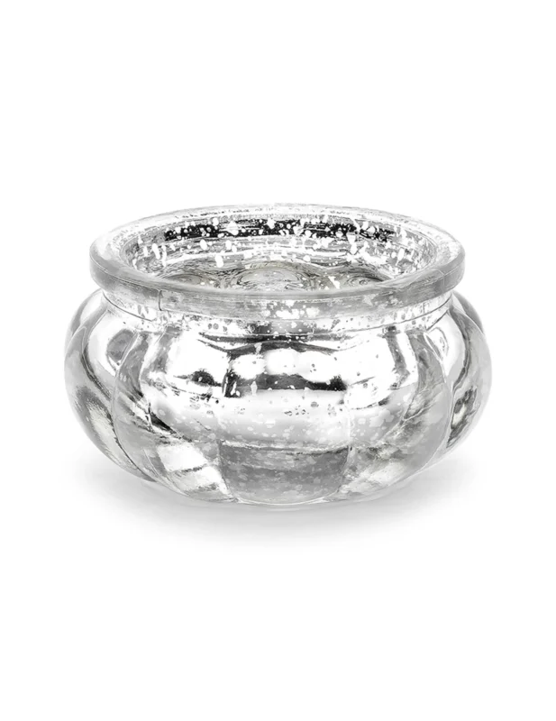 Photophore en verre miroir pour table argenté