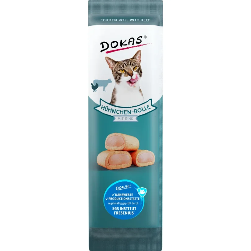 Dokas Katze Snack Hühnchen-Rolle mit Rind zoo-de
