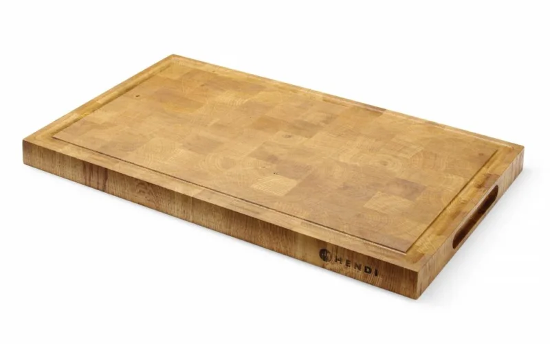HENDI Servierbrett aus Eichenholz – Hirnholz – Rechteckig – 530 × 325 × H 35 mm – Produktansicht