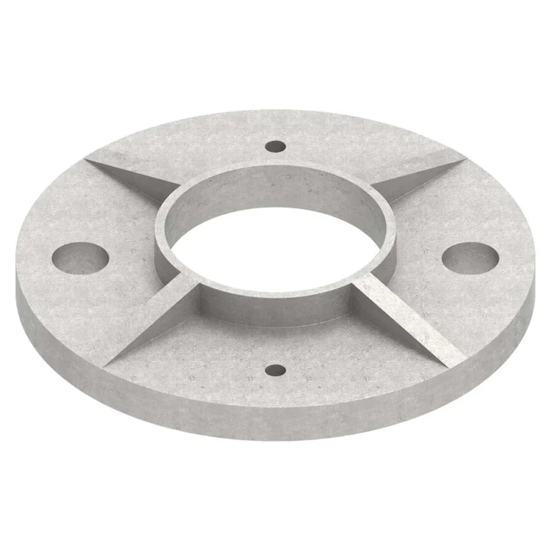 Ankerplatte ø 100 x 8mm, Höhe 15mm, mit 2 x ø 11mm und 2 x ø 4mm Bohrung, für Rohr ø 42,4mm