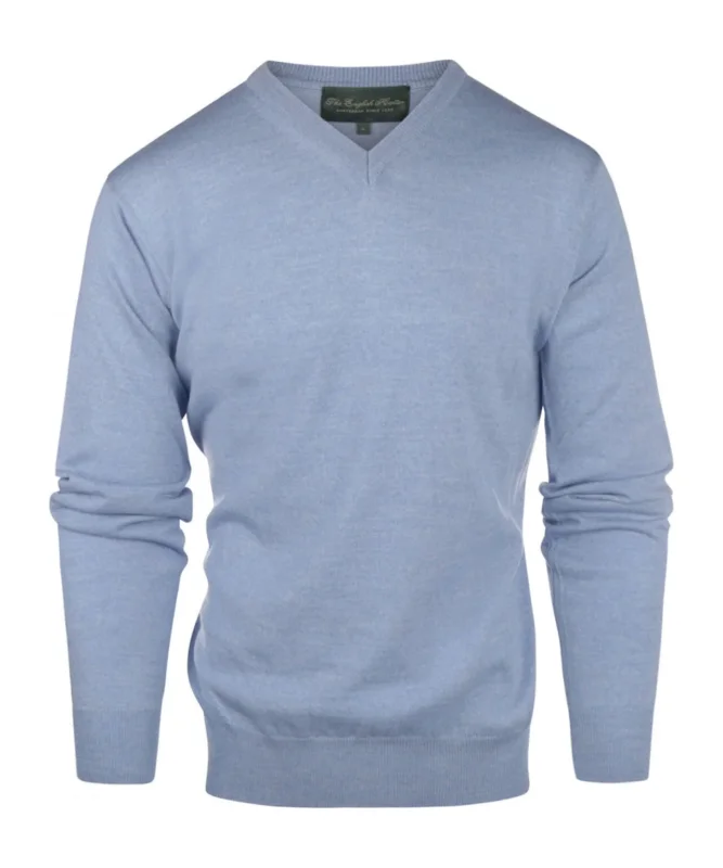 Merinowollpullover mit V-Ausschnitt | Hellblau