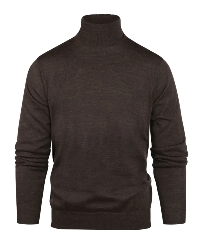 Rollkragenpullover aus Merinowolle | Dunkelbraun