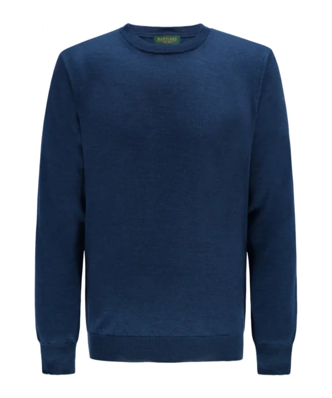Merinowollpullover mit Rundhalsausschnitt | Blau