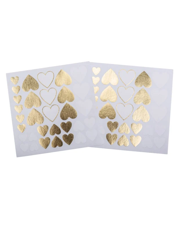Stickers cœurs pour décoration de mariage blancs et dorés