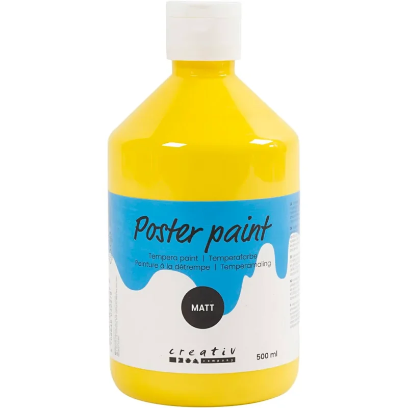 Poster paint Matte, primary yellow, 500 ml/ 1 bottle