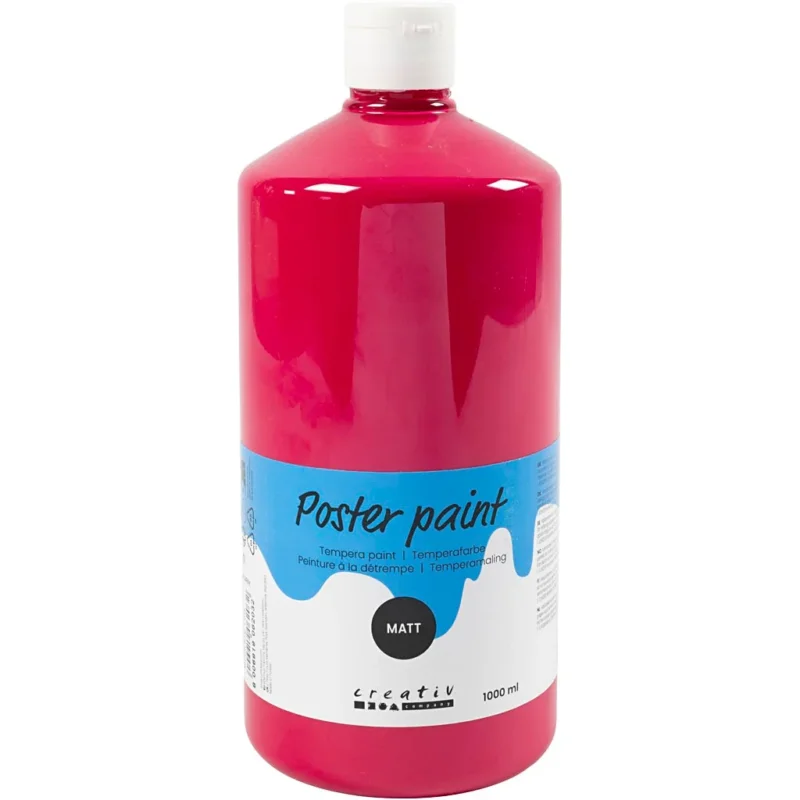 Poster paint Matte, primary red, 1000 ml/ 1 bottle