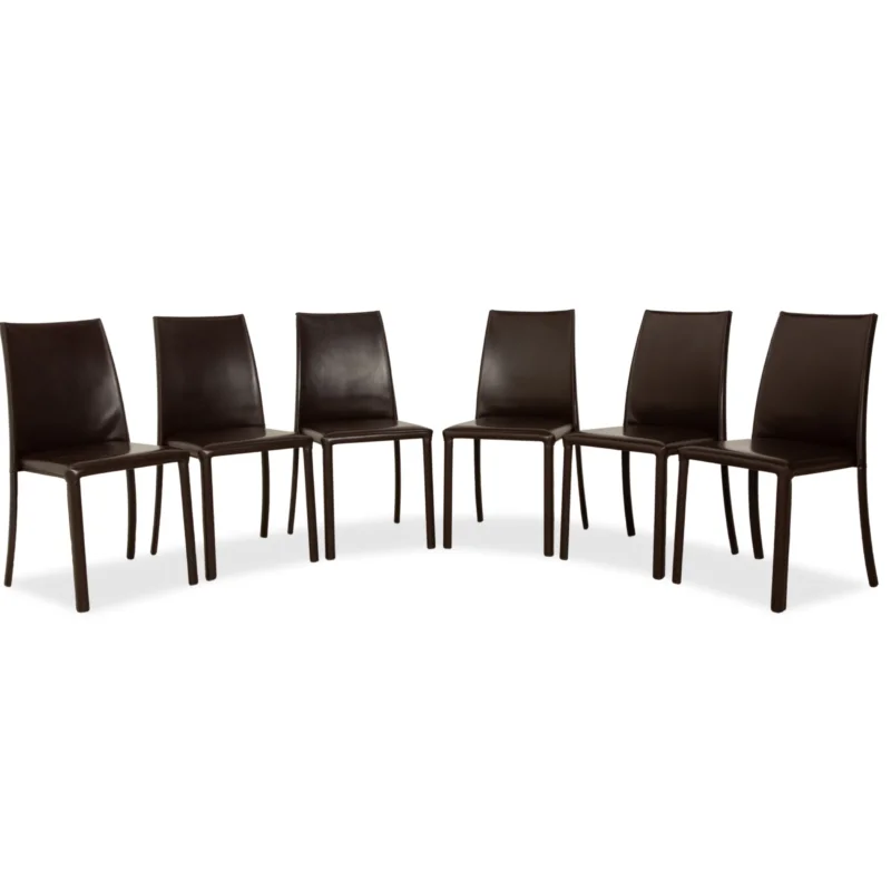 6er Garnitur Frag Leder Stuhl Braun Kastanie Esszimmer