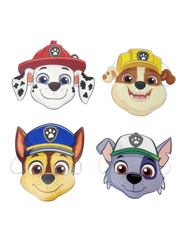 Masques en papier Pat'patrouille pour enfant lot de 8 personnages assortis