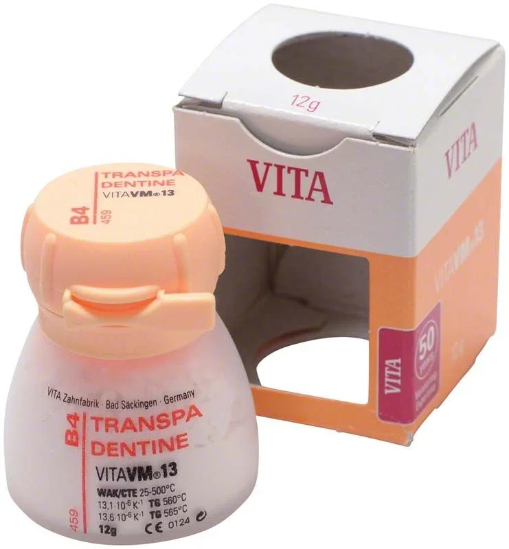 Transpa Dentin VM13 B4, 12g Dose mit Verpackung.