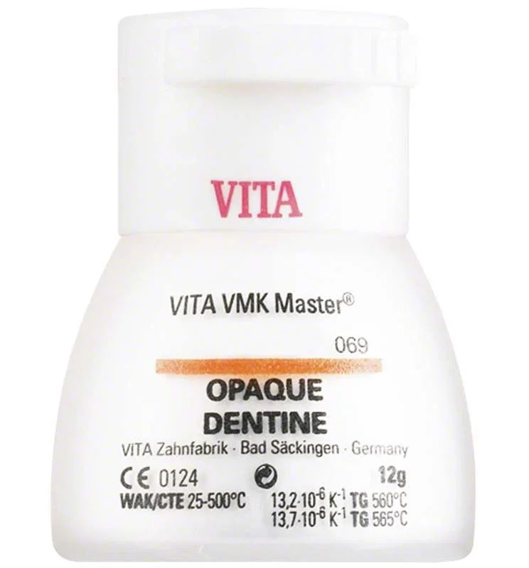VMK Master 3D Opaque Dentine 12g Flasche mit Etikettierung.