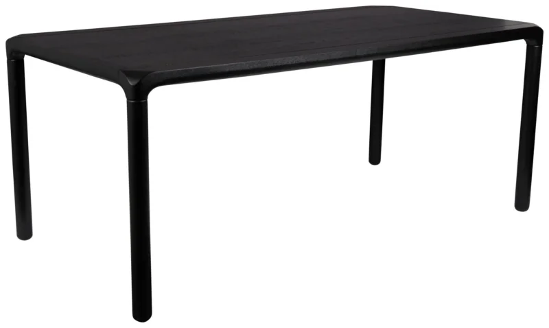 Design Esstisch STORM BLACK 180 x 90 cm von Zuiver mit schwarzer Esche-Tischplatte und Massivholzgestell in Gesamtansicht.