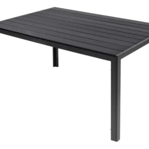 Gartentisch Comfort 150 x 80 cm mit anthrazitfarbener Nonwood-Platte und Aluminium-Gestell in Gesamtansicht.