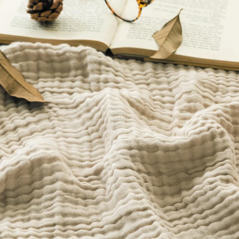 Weiche Baumwoll Musselin Decke, Beige, 127 x 177 cm