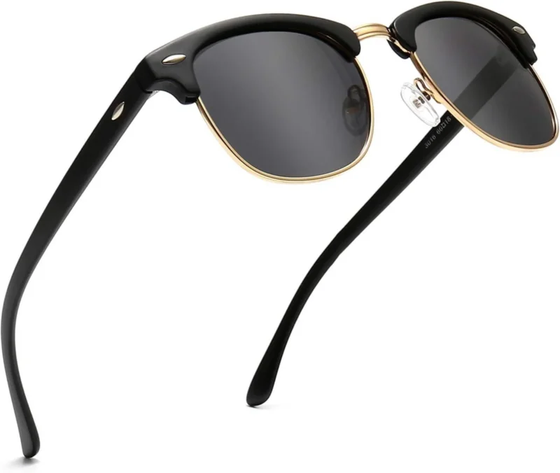 Polarisierte Retro Runde UV-Schutz Sonnenbrille Semi-Rimless