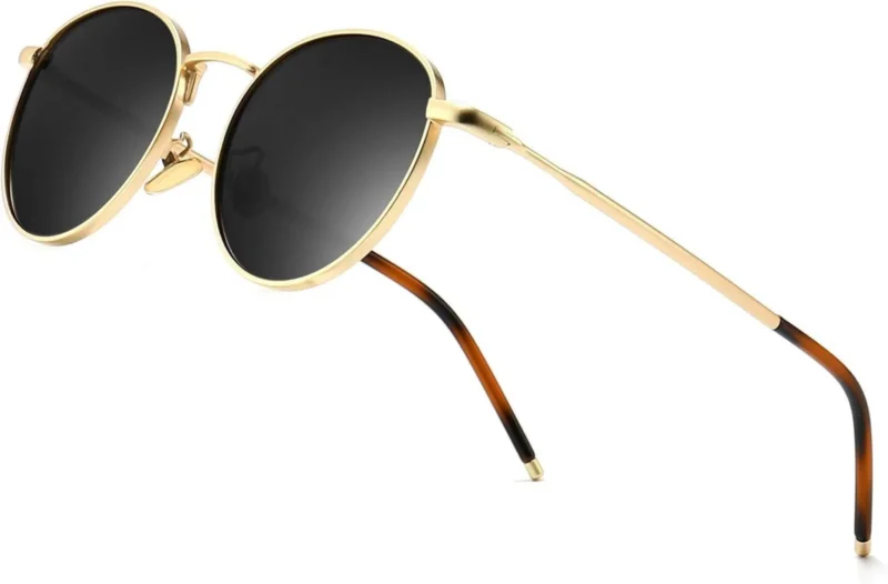Polarisierte Vintage Runde Sonnenbrille UV400 Metallrahmen