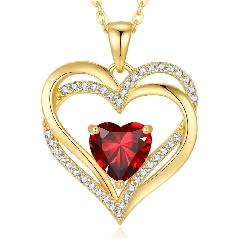 Damen Halskette Herz mit Geburtsstein 925 Sterling Silber