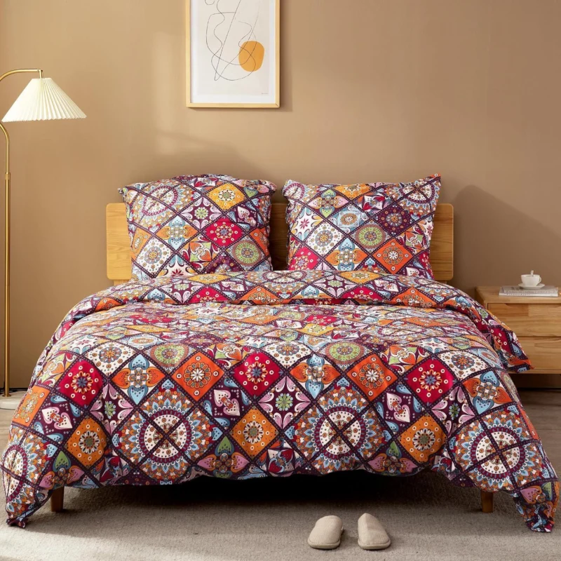 Bettwäsche-Set 200x200 Baumwolle Renforcé, Böhmen Paisley, 3-teilig