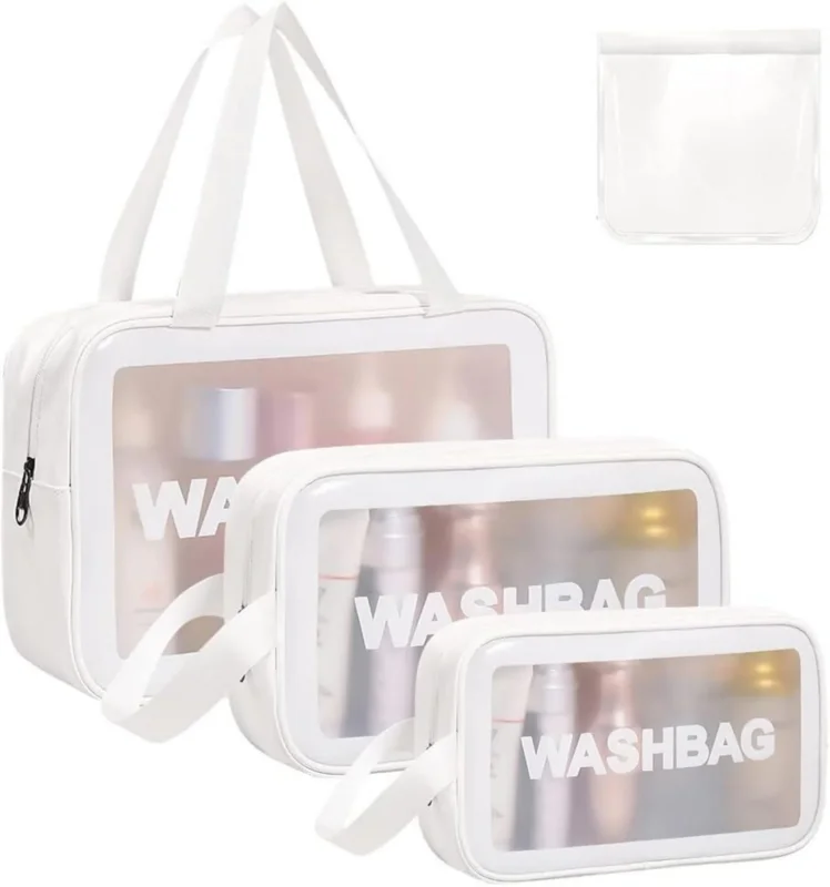 Transparente PVC Kulturbeutel Set 4-teilig - Make-up Taschen Set