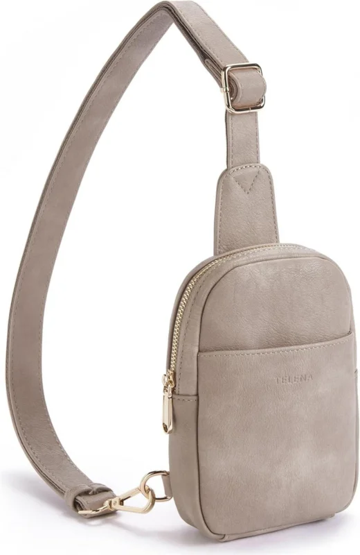 Moderne Damen Mini Crossbody Bag Grau Kunstleder Magnetverschluss