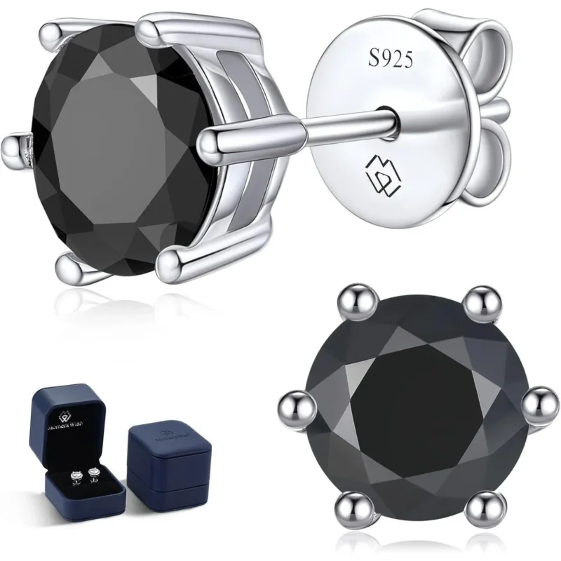 Schwarze Moissanite Ohrstecker 2 Karat 925 Sterling Silber