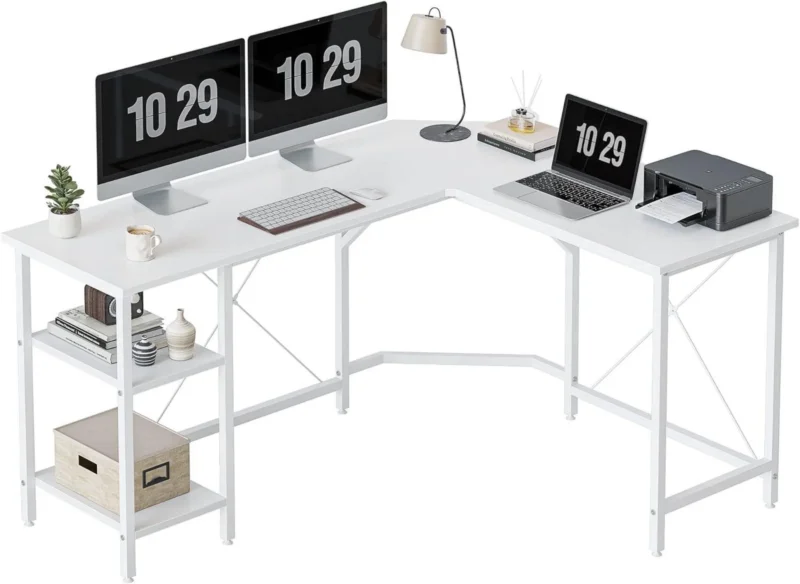 L-förmiger Schreibtisch mit Regalen 150x120 cm Eckschreibtisch Gaming