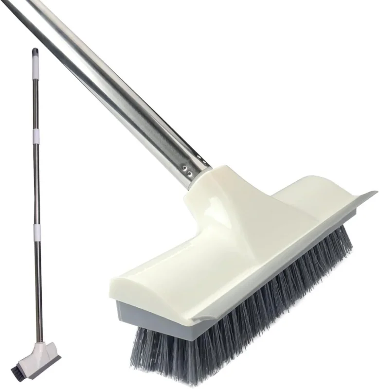 2-in-1-Schrubber mit langem Stiel, verstellbarer Edelstahlstiel