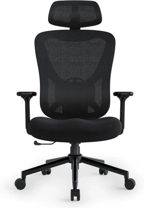Ergonomischer Gaming Bürostuhl Hochklappbar 150KG Belastbar Schwarz