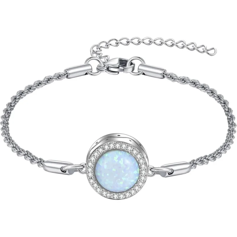 Urnenarmband Sterling Silber mit Opal, Kremationsschmuck für Damen