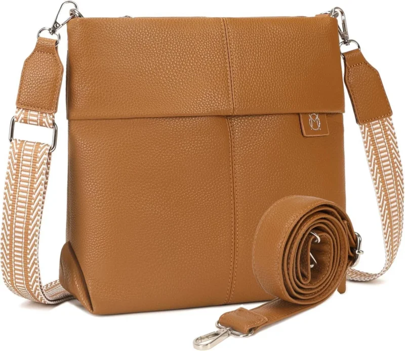 Umhängetasche Damen Mittelgroß Crossbody Bag PU Leder 2 Gurte