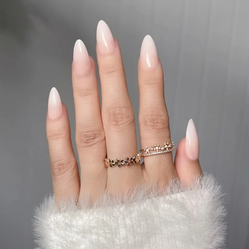 24er Set Nude Gradient Kunstnägel - Kurz & Oval - Aufklebbare Fake
