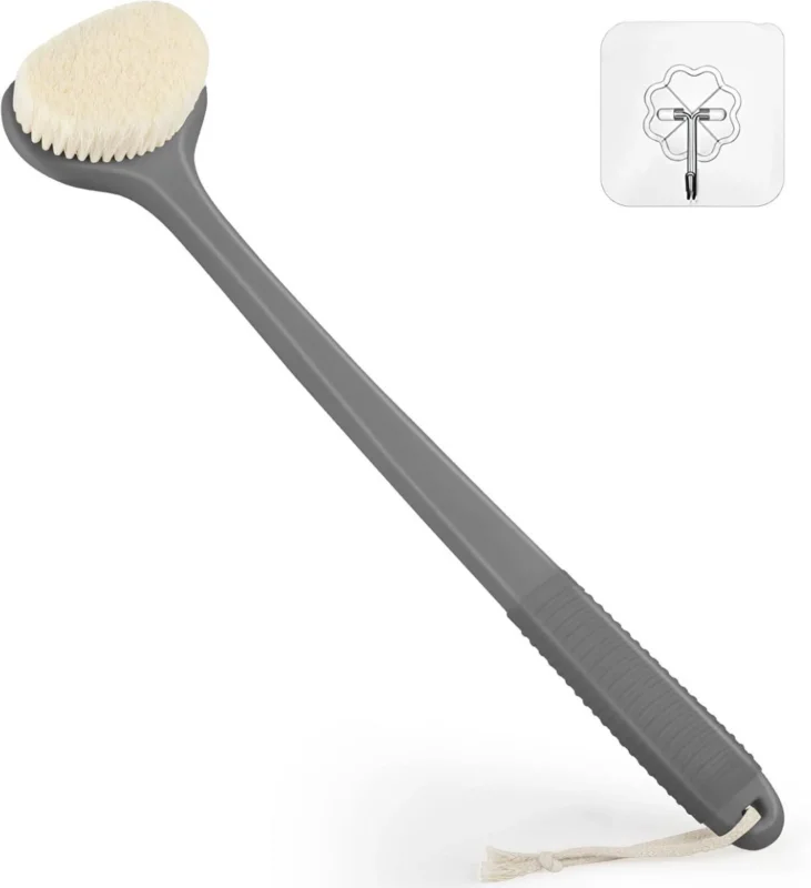 Rückenbürste für die Dusche 43cm Anti-Rutsch Griff Grau