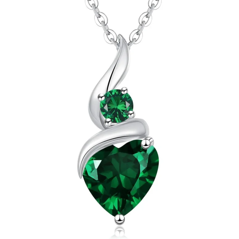 Damen Sterling Silber Infinity Herz Geburtsstein Halskette