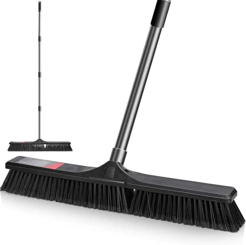 Straßenbesen Industriebesen 60cm mit ausziehbarem Stiel Schwarz