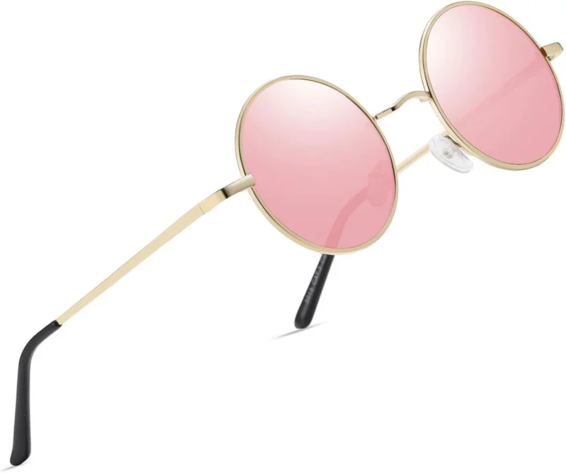 Polarisierte Runde Steampunk Sonnenbrille UV400 Retro Hippie Vintage