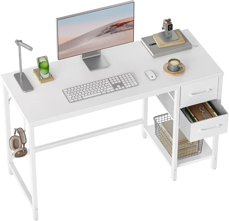 Schreibtisch mit Schubladen und Stahlgestell, Industrie-Design