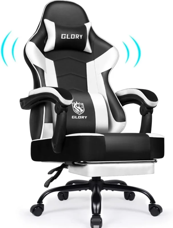 Ergonomischer Gaming Stuhl mit Fußstütze und
